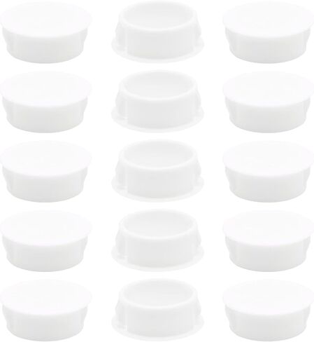 15PCS 38mm(1 1/2") White Hole Plugs Plastic Flush Type Hole Plugs Snap in Locking Hole Tube, Furniture Fencing Post Pipe Insert End Caps (White) in Kuwait