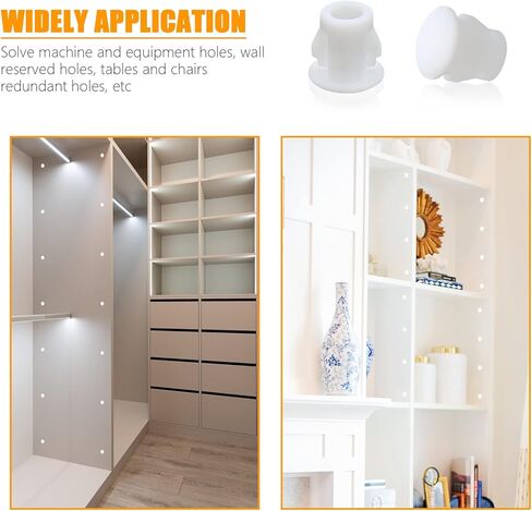 15PCS 38mm(1 1/2") White Hole Plugs Plastic Flush Type Hole Plugs Snap in Locking Hole Tube, Furniture Fencing Post Pipe Insert End Caps (White) in Kuwait