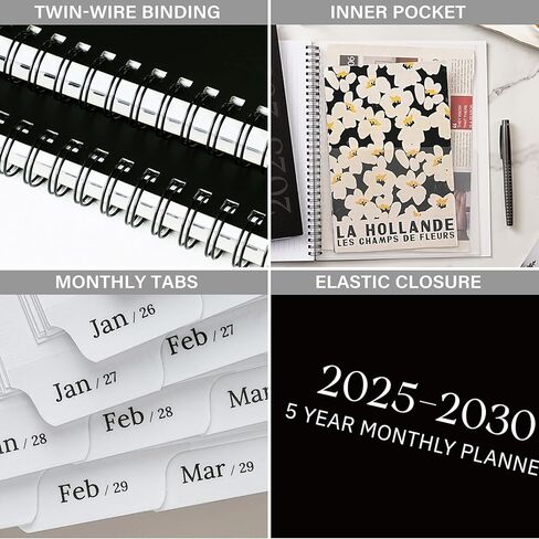 2026-2030 Monthly Planner/Calendar - 5 Year Monthly Planner, Jan. 2026 - Dec. 2030, 9" x 11", 5 Year Calendar Double-Side Pocket + Waterproof Cover in Saudi Arabia