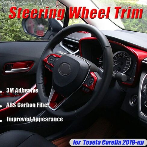 BOYUER for Toyota Corolla 2020-2026 Corolla Cross/ 2019-2025 Corolla Hatchback 3PCS ABS Steering Wheel Panel Cover Trim Sticker Car Interior Accessories Decoration Panel Moulding Trims(Wine red) in Saudi Arabia