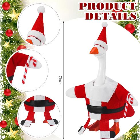 Thyle 7 Inches Christmas Desk Goose with Santa Outfit Set Cute Funny Festive Goose Figure Complete with Santa Hat and Costume Clothes for Christmas Table Office Desk Tabletop Decorations in Saudi Arabia