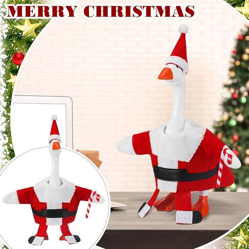 Thyle 7 Inches Christmas Desk Goose with Santa Outfit Set Cute Funny Festive Goose Figure Complete with Santa Hat and Costume Clothes for Christmas Table Office Desk Tabletop Decorations in Saudi Arabia