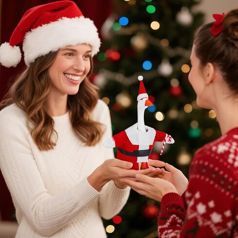 Thyle 7 Inches Christmas Desk Goose with Santa Outfit Set Cute Funny Festive Goose Figure Complete with Santa Hat and Costume Clothes for Christmas Table Office Desk Tabletop Decorations in Saudi Arabia