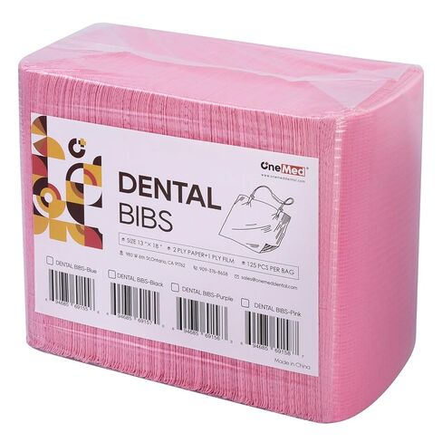 OneMed 125 PCS 13"x18" Disposable Dental Bibs 3 Ply Waterproof Light Purple Dental Tattoo Bibs Dentist Clinic Medical Tray Cover and Nail Table Cover in Kuwait