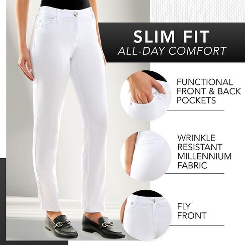 Zac & Rachel Women's Millennium Fabric Pull-On Slim Leg Pant, Heathered Smoke, 12 in Kuwait