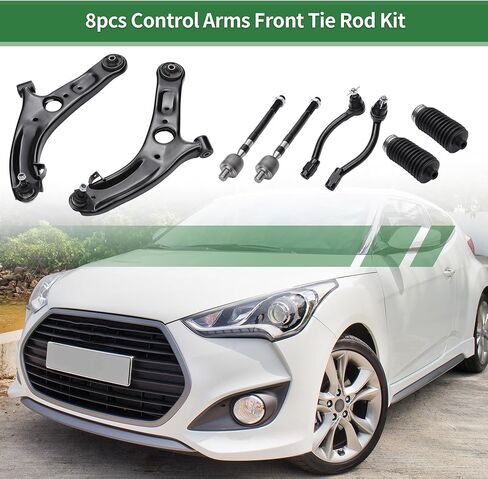 X AUTOHAUX 8pcs Front Suspension Kit Lower Control Arm Inner Outer Tie Rod End with Boots for Hyundai Elantra 2011-2013 No.K622232/EV800886/ES801074 in Saudi Arabia