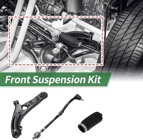 X AUTOHAUX 8pcs Front Suspension Kit Lower Control Arm Inner Outer Tie Rod End with Boots for Hyundai Elantra 2011-2013 No.K622232/EV800886/ES801074 in Saudi Arabia