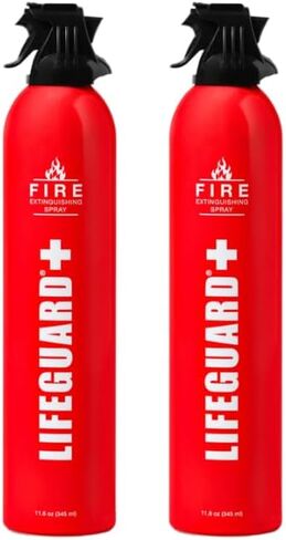 بخاخ طفاية حريق LIFEGUARD Aerosol - مانع حرائق غير سام وصديق للبيئة للمنزل والمطبخ والسيارة والمكتب، تصميم مدمج وسهل الاستخدام مع عمر افتراضي 10 سنوات (عبوة من 3) in Kuwait