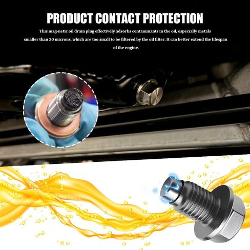 M16 x1.5 Magnetic Oil Drain Plug, Stainless Steel Oil Pan Drain Nut Bolt with 5PCS Copper Crush Washer, Anti Leakage, Universal Leak-proof Replacement, Car Accessories Fit for Cars, Motorcycles, Boats in Saudi Arabia