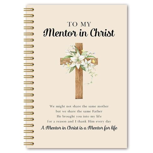 BEHIFL Mentor in Christ Christian Spiral Notebook مجلة آية الكتاب المقدس، هدايا مسيحية على شكل زهرة للنساء، هدايا دينية للمعلم في المسيح، دفتر ملاحظات الكنيسة، 5.5 × 8.6 بوصة in Saudi Arabia