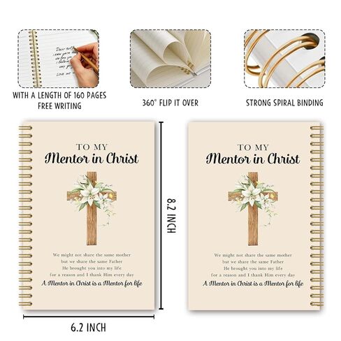 BEHIFL Mentor in Christ Christian Spiral Notebook مجلة آية الكتاب المقدس، هدايا مسيحية على شكل زهرة للنساء، هدايا دينية للمعلم في المسيح، دفتر ملاحظات الكنيسة، 5.5 × 8.6 بوصة in Saudi Arabia