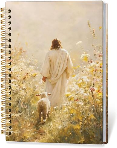 RTXLEZM Jesus and Lamb Christian Notebook Journal، مجلة الصلاة للمرأة، دفاتر الكتاب المقدس لتدوين الملاحظات، الهدايا القائمة على الإيمان، غلاف فني ديني مسيحي دفتر دوامة 5.5x8.3 بوصة in Kuwait