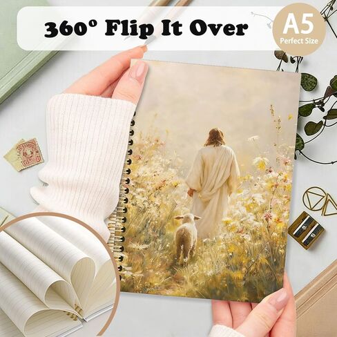 RTXLEZM Jesus and Lamb Christian Notebook Journal,Prayer Journal for Woman,Bible Notebooks for Note Taking,Faith Based Gifts,Christian Religious Hardcover Spiral Notebook 5.5x8.3 Inch in Saudi Arabia