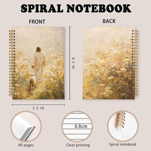 RTXLEZM Jesus and Lamb Christian Notebook Journal,Prayer Journal for Woman,Bible Notebooks for Note Taking,Faith Based Gifts,Christian Religious Hardcover Spiral Notebook 5.5x8.3 Inch in Saudi Arabia