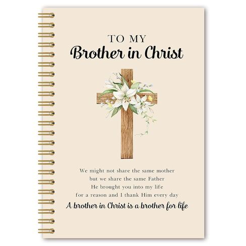BEHIFL Brother in Christ Christian Spiral Notebook مجلة آية الكتاب المقدس، هدايا مسيحية على شكل زهرة للنساء، هدايا دينية للأخ في المسيح، دفتر ملاحظات الكنيسة، 5.5 × 8.4 بوصة in Saudi Arabia