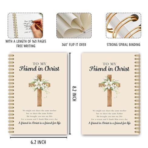 BEHIFL Friend in Christ Christian Spiral Notebook Bible Verse Journal, Flower Christian Gifts for Women，Religious Gifts for Friend in Christ，Church Notes Notebook, 5.5x8.5 Inches in Saudi Arabia