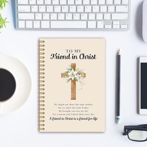 BEHIFL Friend in Christ Christian Spiral Notebook Bible Verse Journal, Flower Christian Gifts for Women，Religious Gifts for Friend in Christ，Church Notes Notebook, 5.5x8.5 Inches in Saudi Arabia