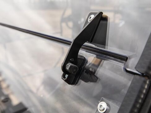 SuperATV Heavy Duty Scratch Resistant 3-in-1 Flip Down Windshield Compatible With Kawasaki Mule Pro FXT / FX / DXT / DX (2015+) - Switch Between Full, Flip, and Half Windshield | USA Made in Saudi Arabia