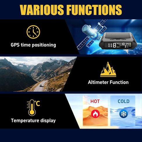 شاشة عرض لاسلكية للسيارات بنظام تحديد المواقع العالمي (GPS) عداد السرعة الرقمي مع شاشة LCD إنذار السرعة الزائدة KMH/MPH الوقت/الارتفاع/درجة الحرارة/عرض السرعة، تنبيه الاهتزاز، تعديل السطوع التلقائي in Saudi Arabia