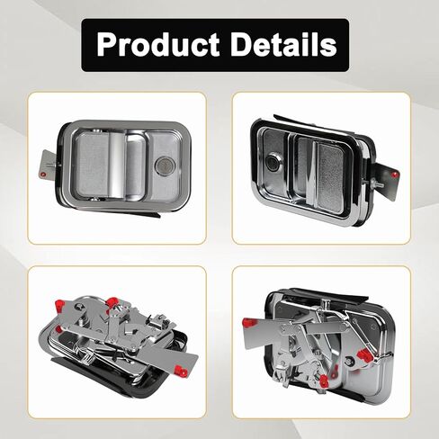 مقبض الباب الخارجي جانب السائق الأيسر متوافق مع 2000-2011 Freightliner Columbia استبدال A18-42228-000 A18-42228-002، مع مفاتيح، كروم (أجهزة سوداء) in Kuwait