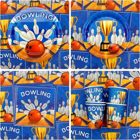 KEFAN Bowling Birthday Party Decorations, Bowling Theme Party Tableware Supplies including Plates, Cups, Napkins, Tablecloth (40) in Saudi Arabia