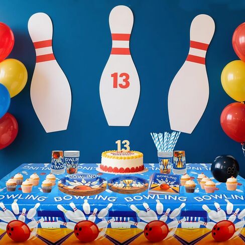 KEFAN Bowling Birthday Party Decorations, Bowling Theme Party Tableware Supplies including Plates, Cups, Napkins, Tablecloth (40) in Saudi Arabia