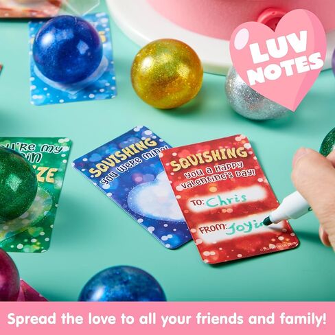 JOYIN 28 Packs Valentine's Day Stretchy Balls with Cards, Classroom Exchange Gift for Kids, Valentine's Party Favors, Classroom Holiday Reward Prizes, Stress Relief Stretch Balls in Saudi Arabia