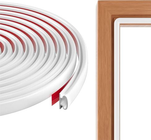 Rubber Weather Stripping Door Seal Strip, Self-Adhesive Door Weather Stripping Strip, Soundproof D Shape Waterproof Weatherstripping for Door Frame Windows Insulation (23ft,White) in Kuwait