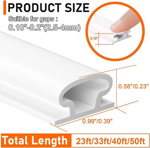 Rubber Weather Stripping Door Seal Strip, Self-Adhesive Door Weather Stripping Strip, Soundproof D Shape Waterproof Weatherstripping for Door Frame Windows Insulation (23ft,White) in Kuwait