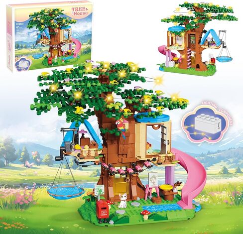 مجموعة بناء الغابة للفتيات من Treehouse مكونة من 731 قطعة متوافقة مع أصدقاء Lego، مجموعة مكعبات بناء بيت الشجرة الممتعة مع القطة والمنزلقة وأرجوحة السماء، هدايا عيد الميلاد للأطفال البنات من عمر 6 إلى 12 عامًا in Kuwait