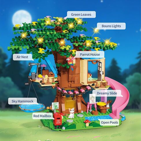 مجموعة بناء الغابة للفتيات من Treehouse مكونة من 731 قطعة متوافقة مع أصدقاء Lego، مجموعة مكعبات بناء بيت الشجرة الممتعة مع القطة والمنزلقة وأرجوحة السماء، هدايا عيد الميلاد للأطفال البنات من عمر 6 إلى 12 عامًا in Kuwait