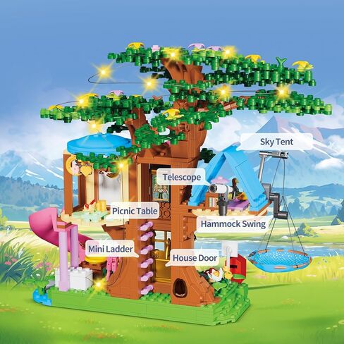 مجموعة بناء الغابة للفتيات من Treehouse مكونة من 731 قطعة متوافقة مع أصدقاء Lego، مجموعة مكعبات بناء بيت الشجرة الممتعة مع القطة والمنزلقة وأرجوحة السماء، هدايا عيد الميلاد للأطفال البنات من عمر 6 إلى 12 عامًا in Kuwait