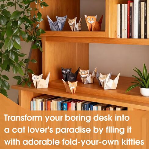 قطط ورقية أوريغامي DIY، 50 ورقة مطبوعة مسبقًا من ورق أوريغامي DIY مع خطوط سهلة الطي، اصنع شخصيات قطط ثلاثية الأبعاد خاصة بك، ديكور مكتب وهدية لمحبي القطط in Kuwait