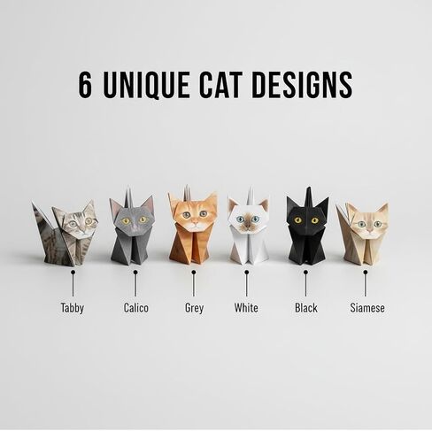 قطط ورقية أوريغامي DIY، 50 ورقة مطبوعة مسبقًا من ورق أوريغامي DIY مع خطوط سهلة الطي، اصنع شخصيات قطط ثلاثية الأبعاد خاصة بك، ديكور مكتب وهدية لمحبي القطط in Kuwait