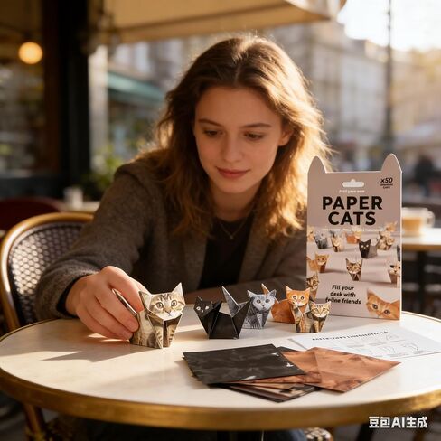 قطط ورقية أوريغامي DIY، 50 ورقة مطبوعة مسبقًا من ورق أوريغامي DIY مع خطوط سهلة الطي، اصنع شخصيات قطط ثلاثية الأبعاد خاصة بك، ديكور مكتب وهدية لمحبي القطط in Kuwait