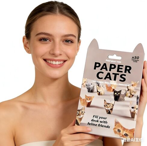 قطط ورقية أوريغامي DIY، 50 ورقة مطبوعة مسبقًا من ورق أوريغامي DIY مع خطوط سهلة الطي، اصنع شخصيات قطط ثلاثية الأبعاد خاصة بك، ديكور مكتب وهدية لمحبي القطط in Kuwait