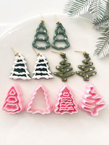 Christmas Polymer Clay Cutters, Winter Earring Cutters for Clay Jewelry, 4 Shapes Christmas Earring Making Kits, Tree in Saudi Arabia
