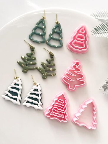 Christmas Polymer Clay Cutters, Winter Earring Cutters for Clay Jewelry, 4 Shapes Christmas Earring Making Kits, Tree in Saudi Arabia