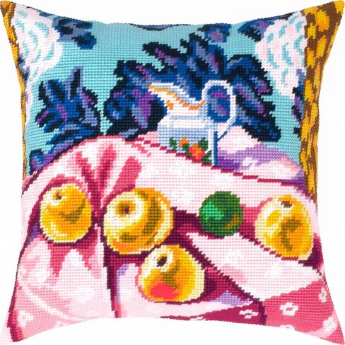Brvsk Fauvist Stamped Cross-Stitch Kit for Adults and Beginners — Still Life with Apples on Pink Cloth by Henri Matisse 16″ × 16″ with Clear, Precise Printed Design on Cotton Canvas in Saudi Arabia