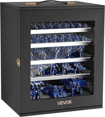 VEVOR Miniatures Storage Case, Fits for 1:1750-1:2000 Scale Models, Wooden Miniatures Display Holder with 5 Tray & 13 Slots, Clear View Miniature Transport Case for Collectibles (Minis Not Included) in Saudi Arabia