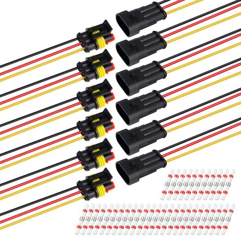 TMH 12 قطعة 4 دبوس موصل كهربائي ذكر وأنثى، 10 سم. 22 AWG موصلات أسلاك مقاومة للماء السيارات 4 طريقة مع أنابيب الانكماش الحراري لتوصيل سلك سيارة شاحنة قارب in Saudi Arabia