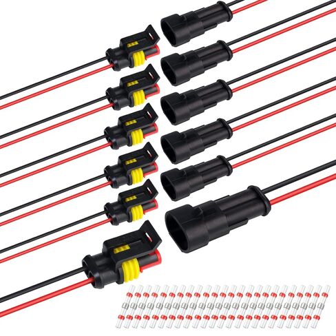 TMH 12 قطعة 4 دبوس موصل كهربائي ذكر وأنثى، 10 سم. 22 AWG موصلات أسلاك مقاومة للماء السيارات 4 طريقة مع أنابيب الانكماش الحراري لتوصيل سلك سيارة شاحنة قارب in Saudi Arabia