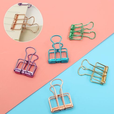 Creative Bright Color Plating Long-Tail Binder/Rose Gold Bills Loose-Leaf Folder/Small Hollow Metal Clips in Saudi Arabia