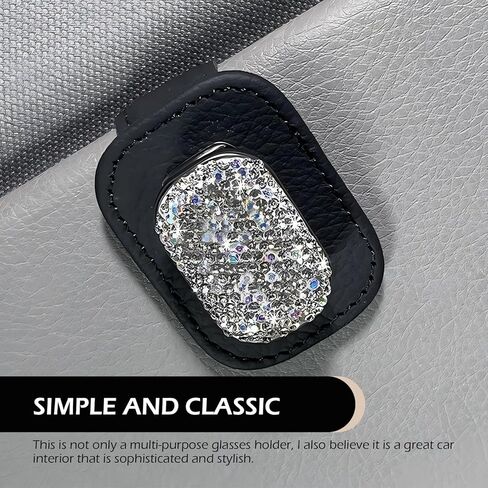Sunglasses Holders for Car Sun Visor, Bling Magnetic Leather Glasses Holder, Multifunctional Leather Storage Organizer, Fashionable Diamond-encrusted Decoration, Durable Accessory for All (Beige) in Saudi Arabia