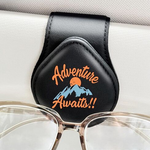 Funny Logo - Car Sunglass Holder, Magnetic Leather Eyeglass Hanger Mount Clip Holder for Car Visor Accessories in Saudi Arabia
