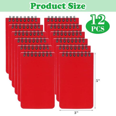 12 Pack mini Spiral Steno Pads,3x5 Inch Small Notepads,Mini Memo Spiral Notepads, Small Pocket Notebooks, College Ruled Lined Note Pads For Kids Adults Outdoor ,Home,School,Office,75 Sheets/150 Pages (Red) in Saudi Arabia