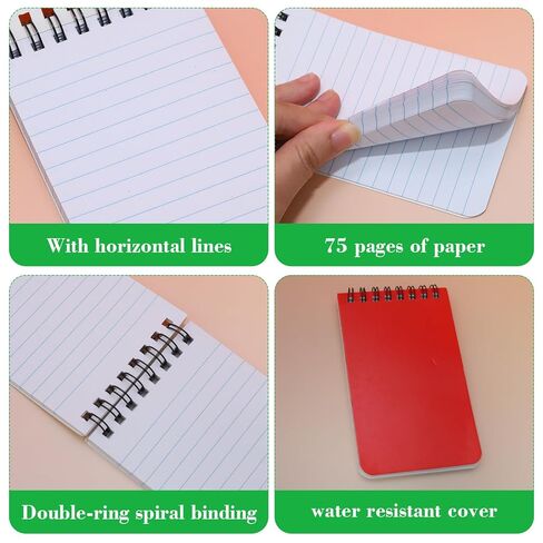 12 Pack mini Spiral Steno Pads,3x5 Inch Small Notepads,Mini Memo Spiral Notepads, Small Pocket Notebooks, College Ruled Lined Note Pads For Kids Adults Outdoor ,Home,School,Office,75 Sheets/150 Pages (Red) in Saudi Arabia