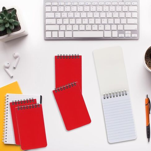 12 Pack mini Spiral Steno Pads,3x5 Inch Small Notepads,Mini Memo Spiral Notepads, Small Pocket Notebooks, College Ruled Lined Note Pads For Kids Adults Outdoor ,Home,School,Office,75 Sheets/150 Pages (Red) in Saudi Arabia