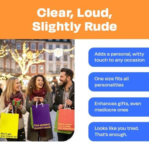 MilkToast Brands Funny Snarky Colored Gift Bag Set, 5 Pieces, Inappropriate Snarky Birthday Gift Wrapping in Kuwait