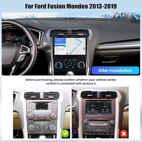 ستيريو سيارة 2+64G Android 13 لسيارة Ford Fusion Mondeo 2013-2019 مع CarPlay Android Auto، شاشة لمس 9 بوصة في لوحة القيادة وراديو GPS مع وصلة WiFi Mirror Bluetooth FM RDS HiFi EQ SWC + كاميرا احتياطية in Kuwait